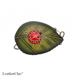 Large Size Coin Purse Soft CP 118.1 Ladybug on Leaf